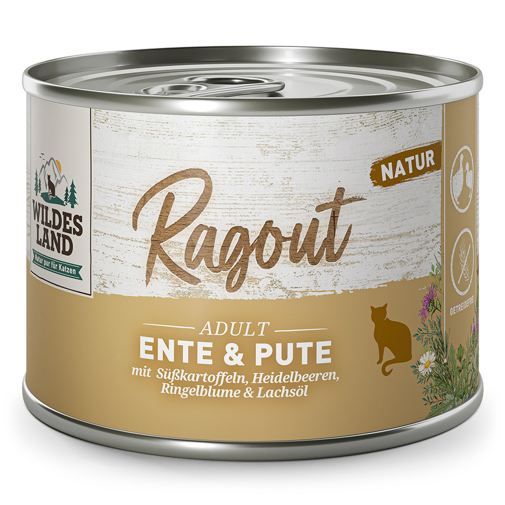 ווילדס לנד Ragout לחתולים בוגרים — ברווז והודו עם בטטה, 180 גרם