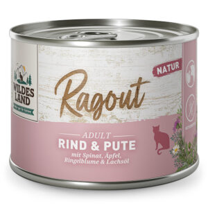 ווילדס לנד Ragout לחתולים בוגרים — בקר והודו עם תרד, 180 גרם